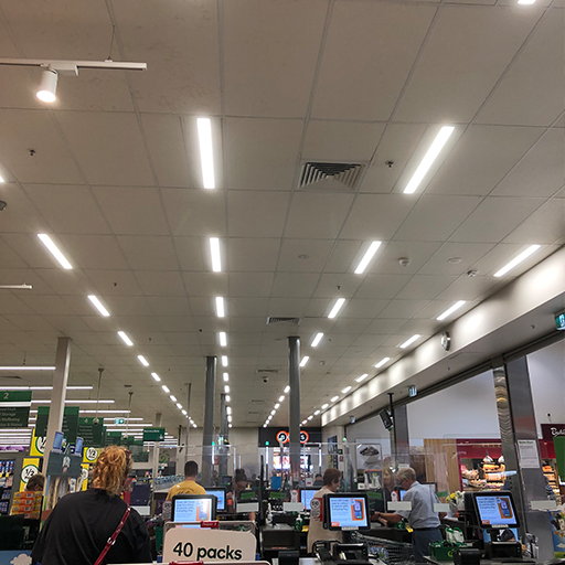 Example of lights in a Woolworths store